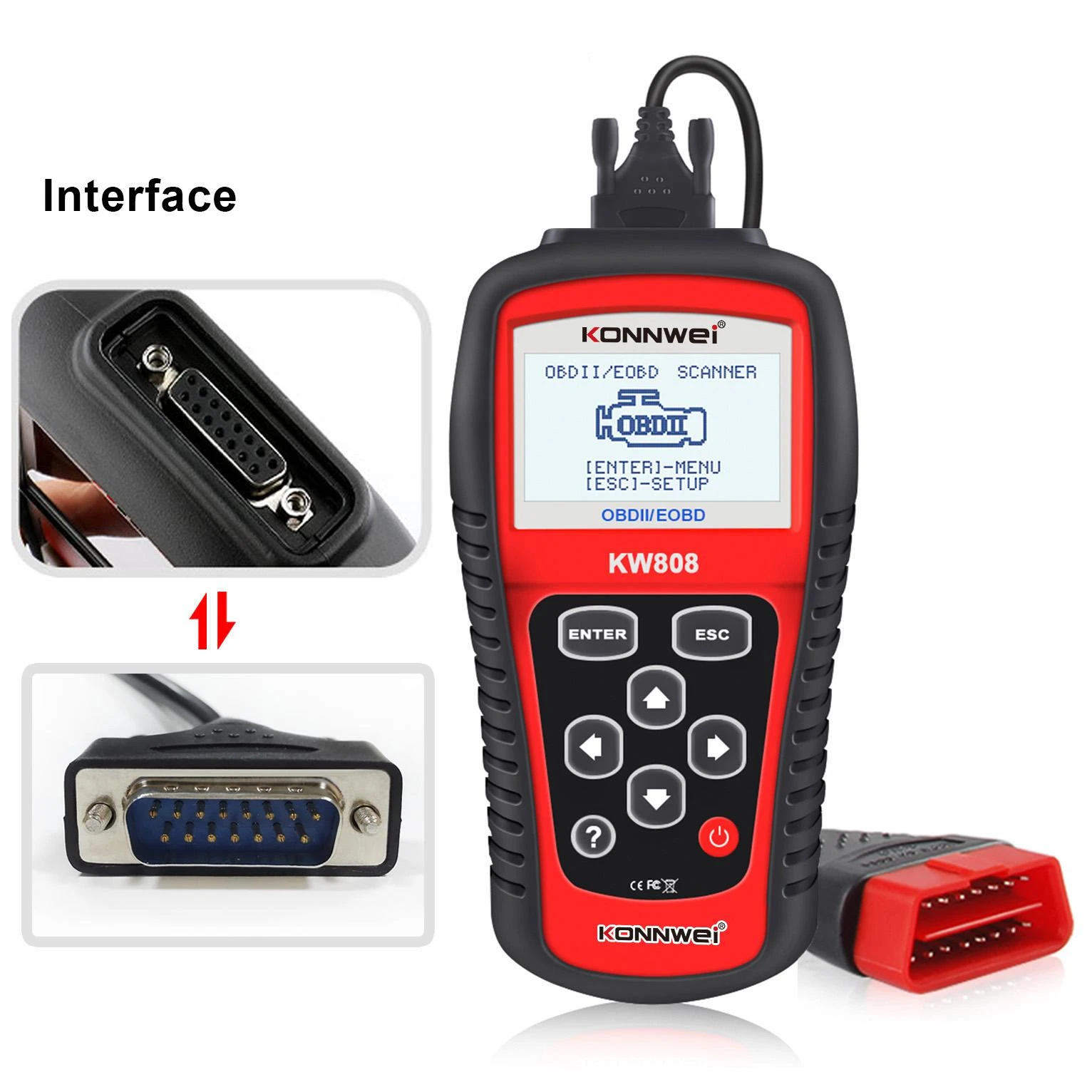 Diagnostinis matuoklis, OBD2 skaitytuvas Konnwei KW808