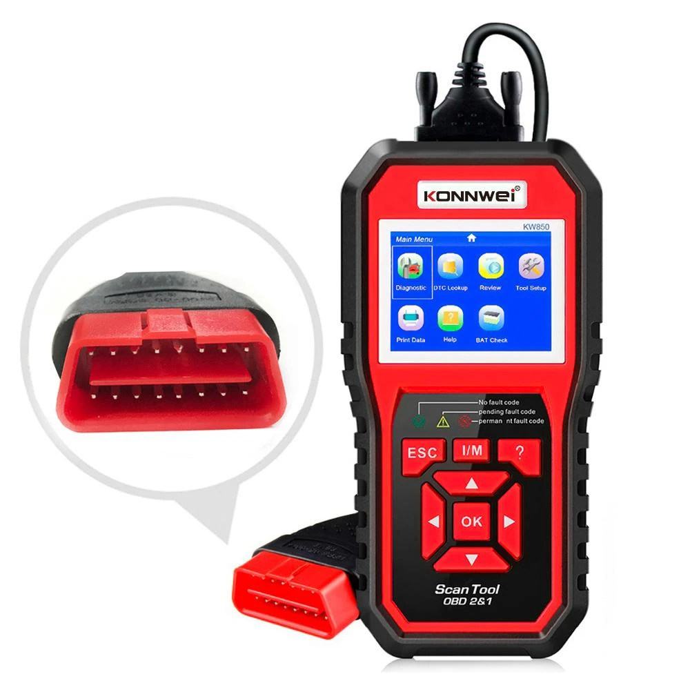 Konnwei KW850 diagnostinis skaitytuvas su OBD2 jungtimi