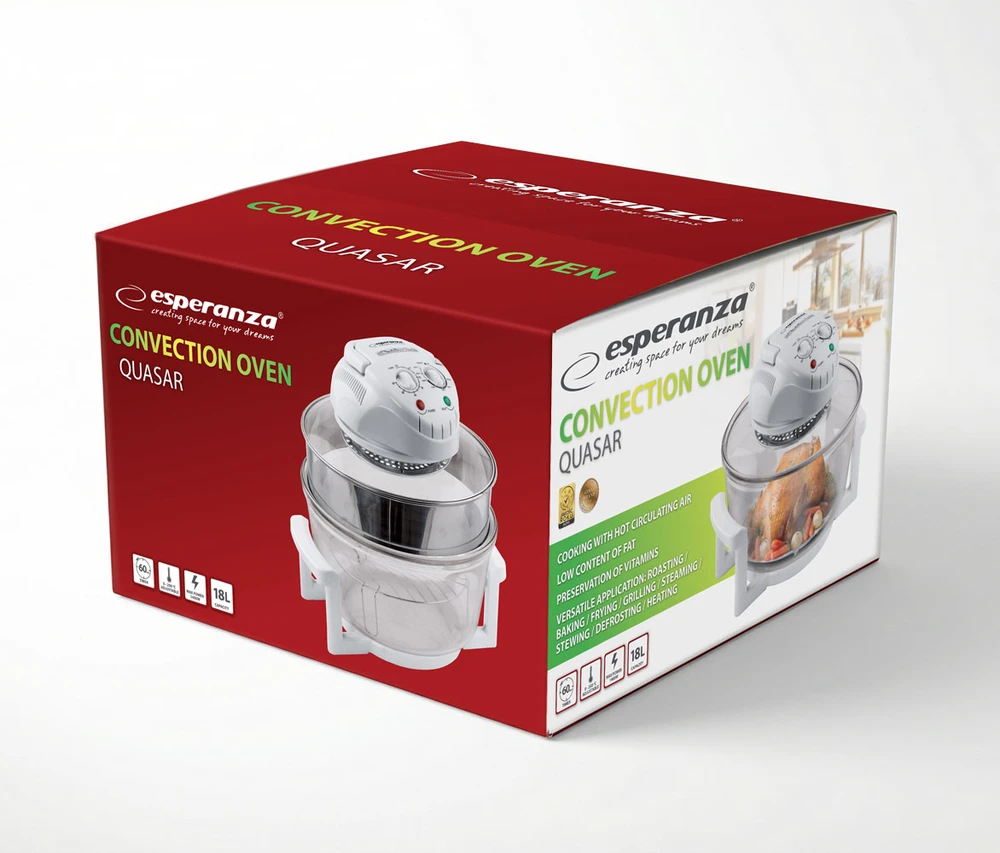 Mikrobangų krosnelė EKO003 Esperanza kombiwar halogenowy quasar 18l 1400w