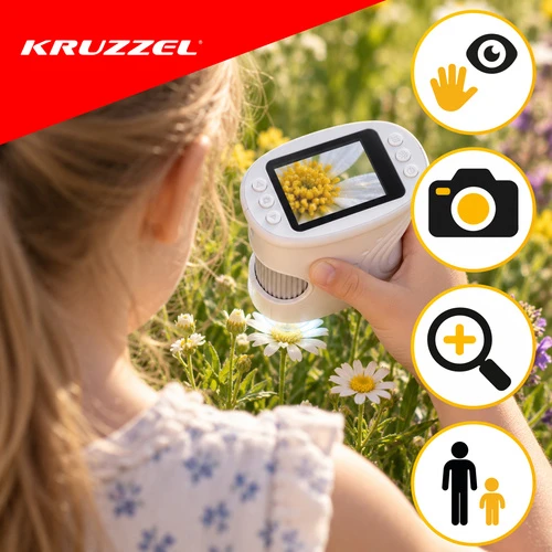 Mikroskop edukacyjny kieszonkowy biay Kruzzel