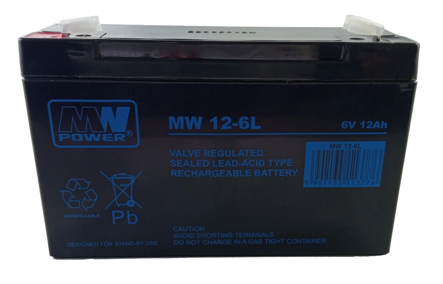 MW Power 6V 12Ah akumuliatorius su F2 gnybtais