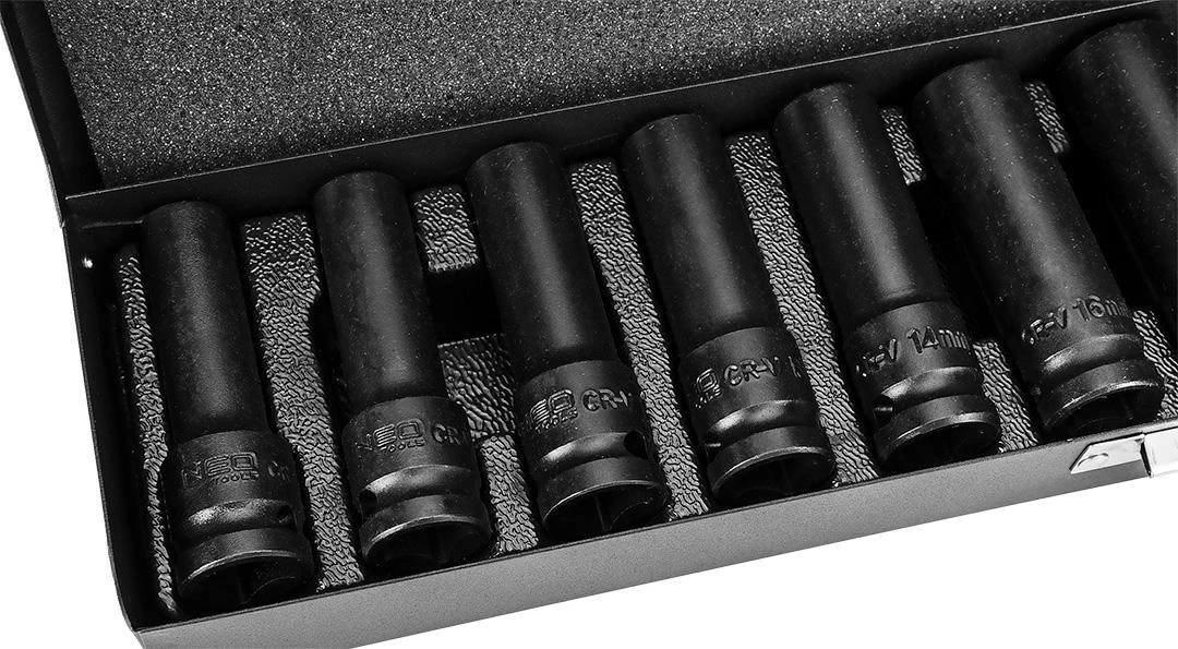 Neo Tools Šešiakampis smūginis lizdas neo 1/2" 10-24mm 11vnt. (12-102)