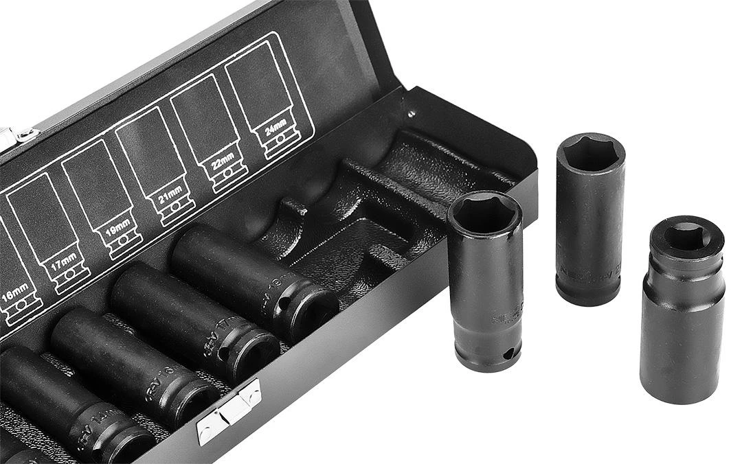 Neo Tools Šešiakampis smūginis lizdas neo 1/2" 10-24mm 11vnt. (12-102)