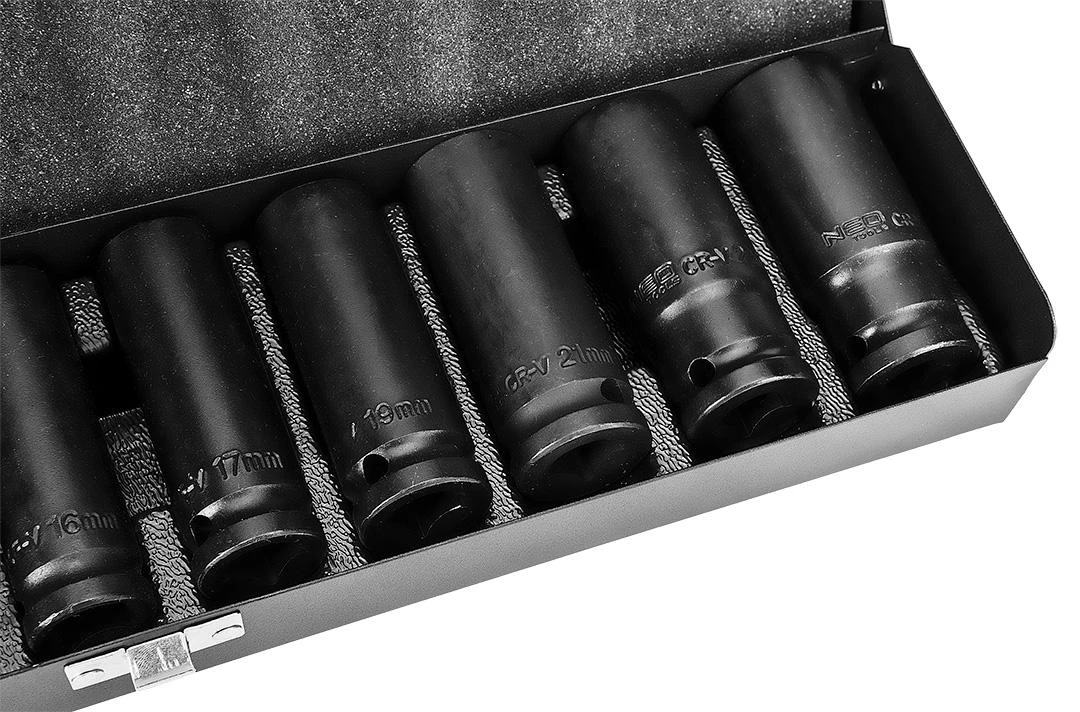 Neo Tools Šešiakampis smūginis lizdas neo 1/2" 10-24mm 11vnt. (12-102)