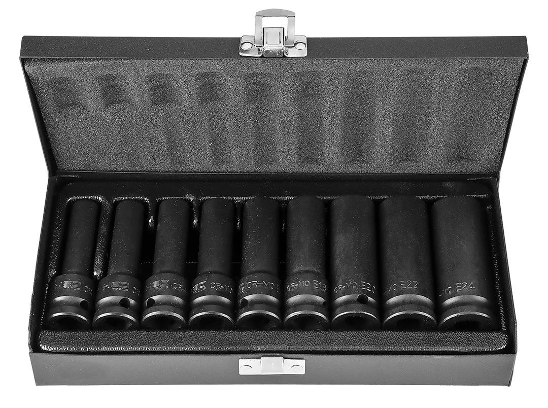 Neo Tools Smūginiai Torx antgaliai, 1/2", 9 dalių rinkinys, E10-E24, CrMo