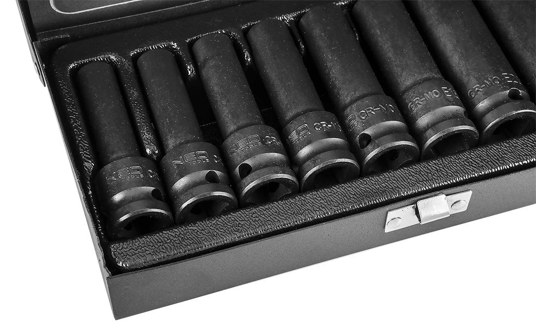 Neo Tools Smūginiai Torx antgaliai, 1/2", 9 dalių rinkinys, E10-E24, CrMo