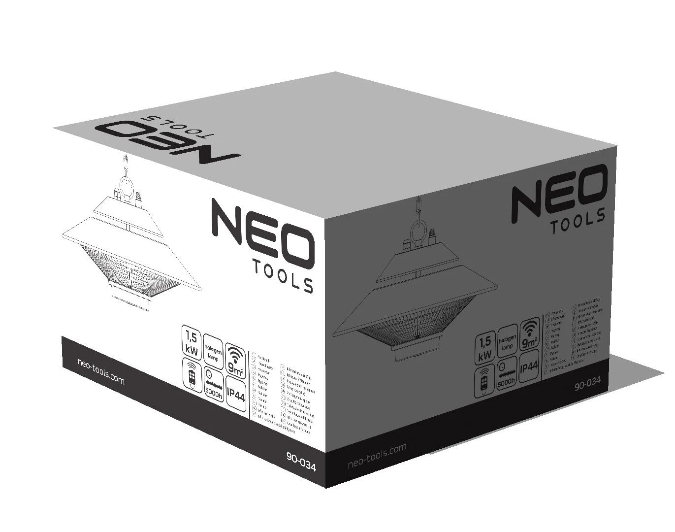 NEO TOOLS 90-034 elektrinis patalpų šildytuvas Infraraudonųjų spindulių vidaus ir lauko 1500 W Juodas