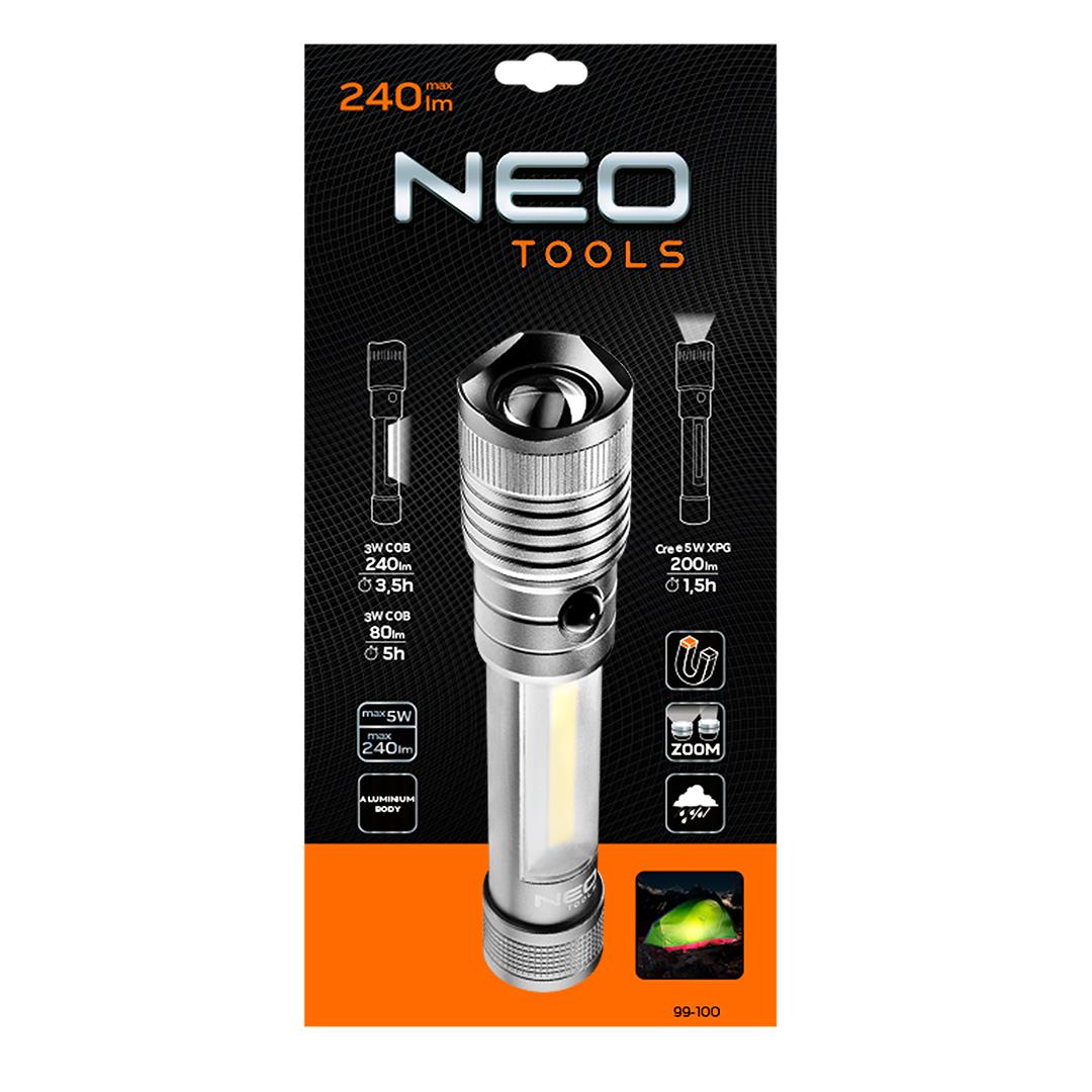 Neo Tools Rankinis žibintuvėlis Neo , 240 lm, 5 W, su baterijomis 4 x AAA