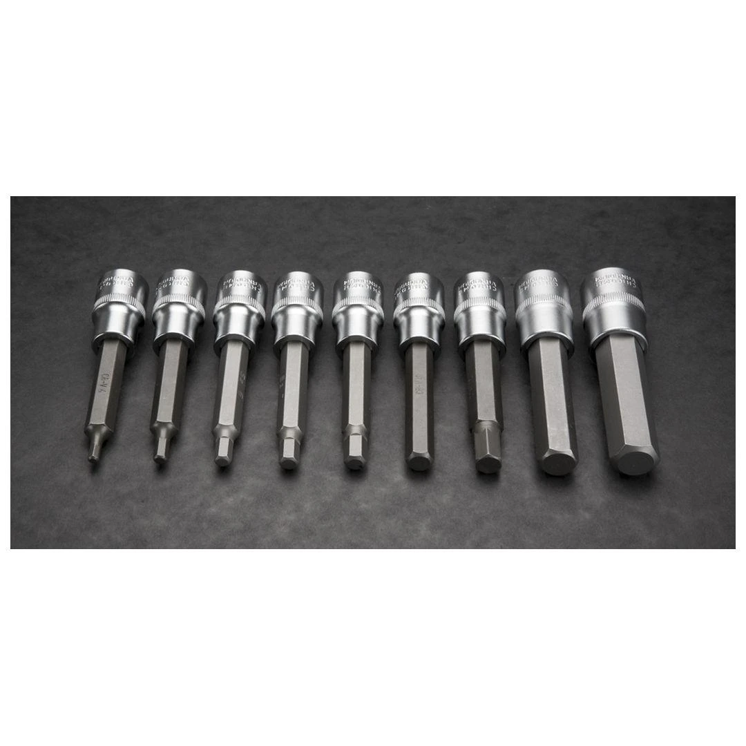 Neo Tools Koncówki Šešiakampiai antgaliai ant lizdo 100 mm, 9 vnt. rinkinys
