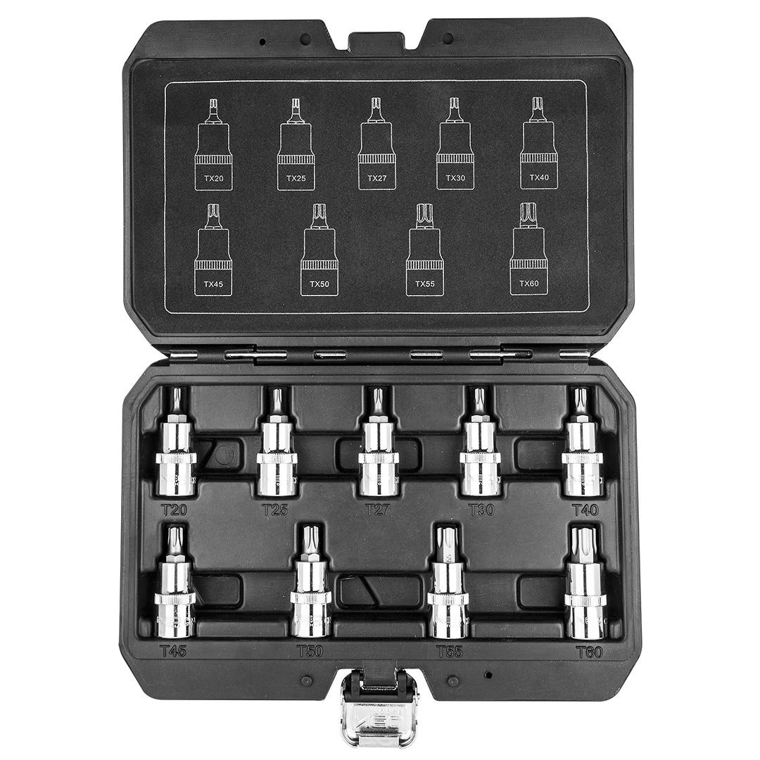 Koncówki Torx galvučių rinkinys, 9 dalys, 55 mm
