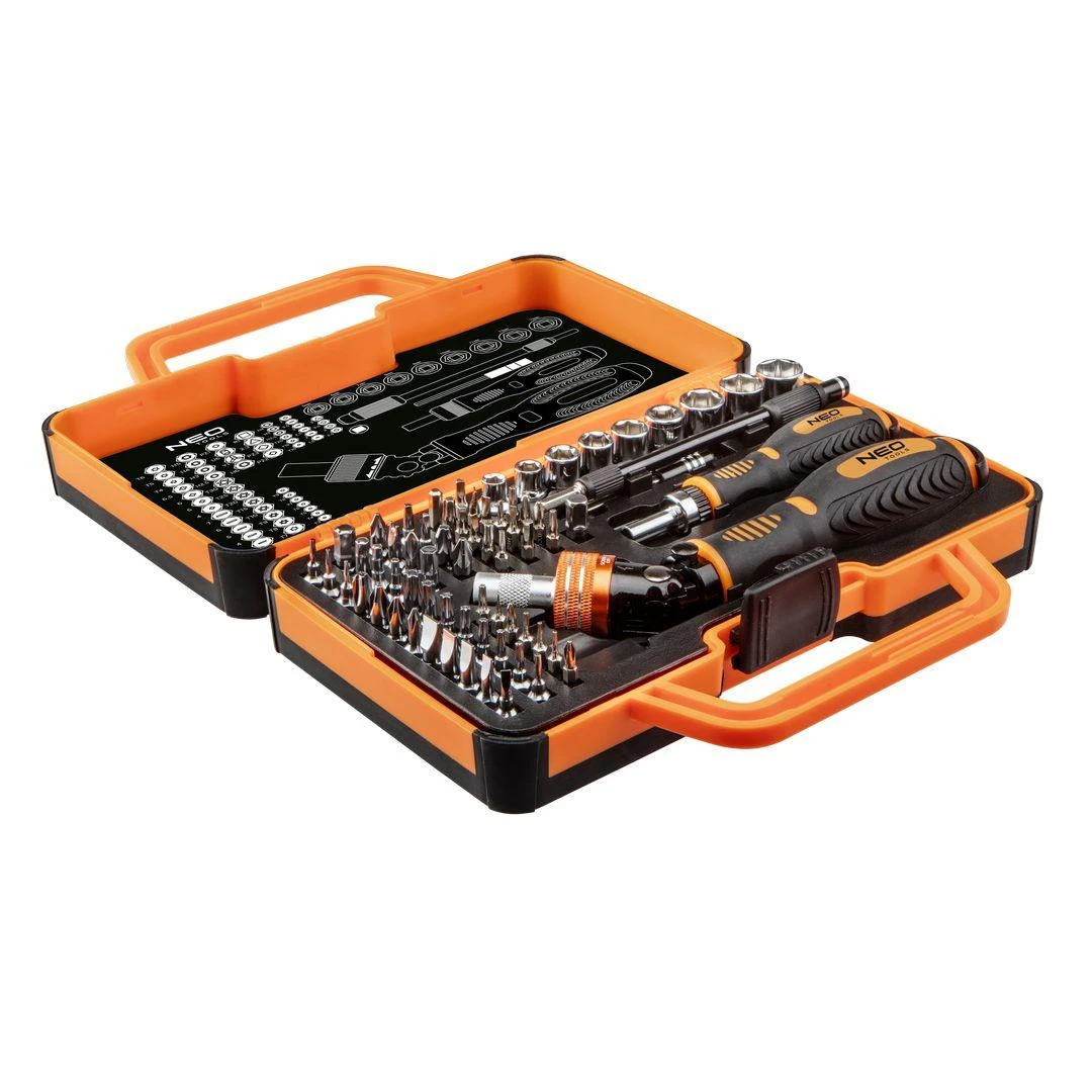 Neo Tools Koncówki Atsuktuvo antgaliai su laikikliu, 69 vnt.