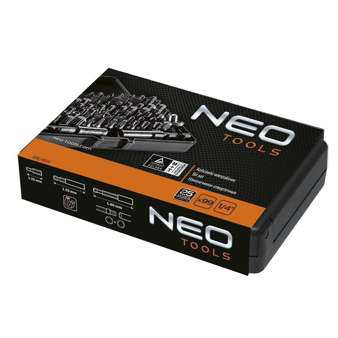 Neo Tools Koncówki Atsuktuvų antgalių rinkinys su laikikliu, 99 vnt.