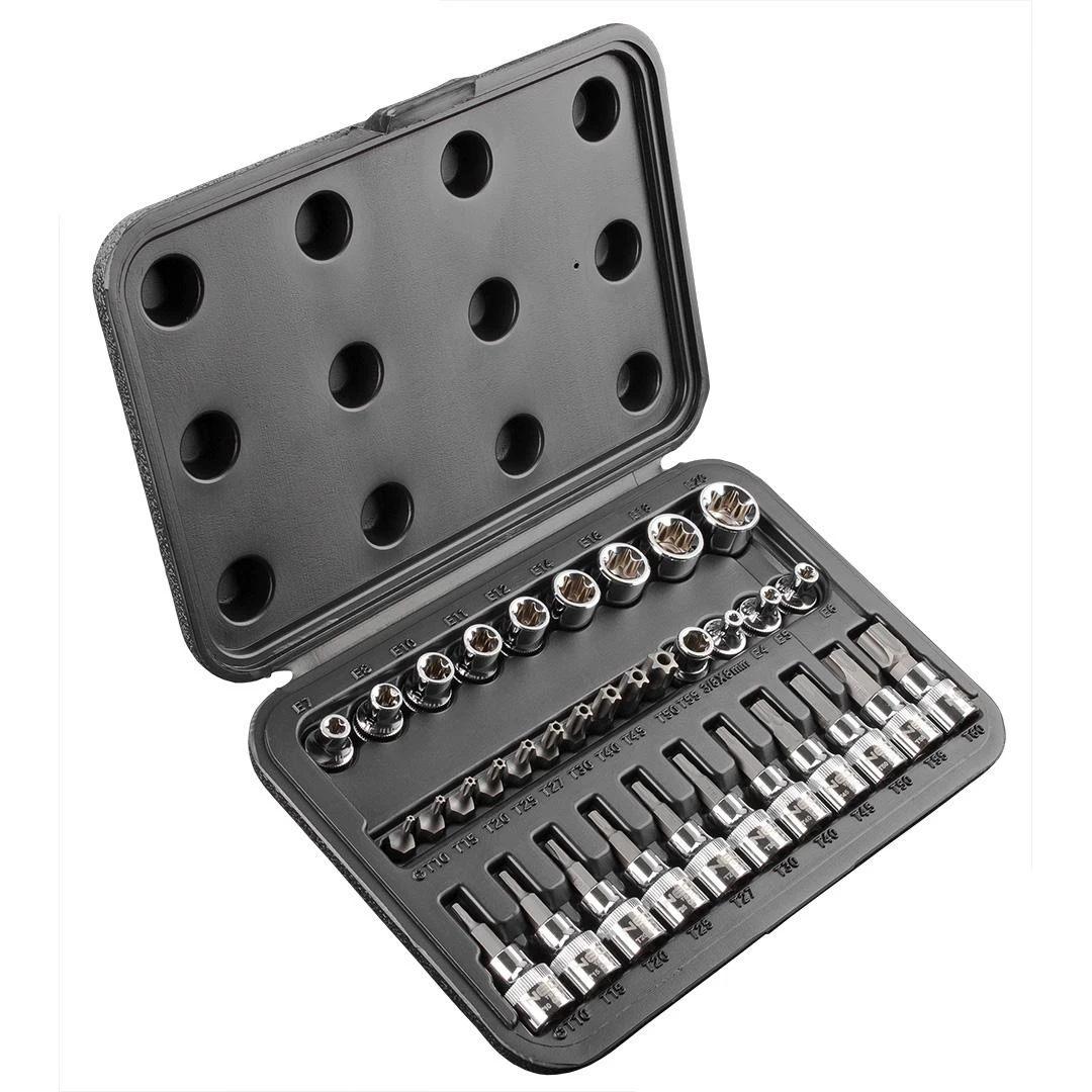 Bity Torx 3/8" antgalių rinkinys, 34 vnt.