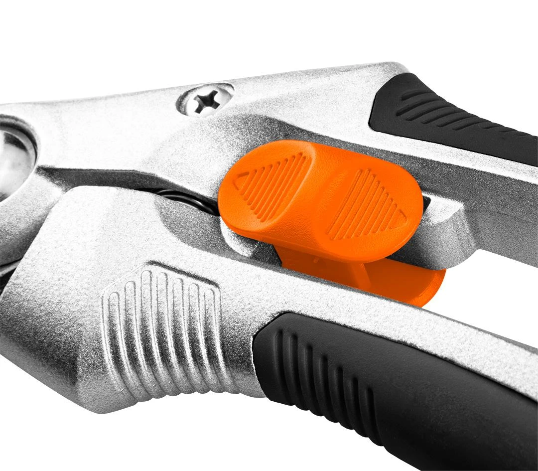 Sekator Šakės genėtuvas 210 mm, ilgis iki 20 mm, aliuminis, TPR guma dengta rankena