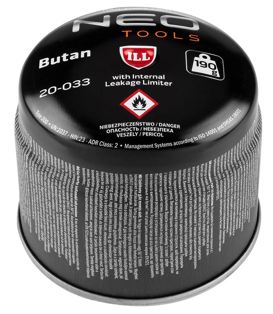 Neo Lampa Dujinis degiklis 190 g kasetėms + 4 daugkartinio pildymo dujų kasetės
