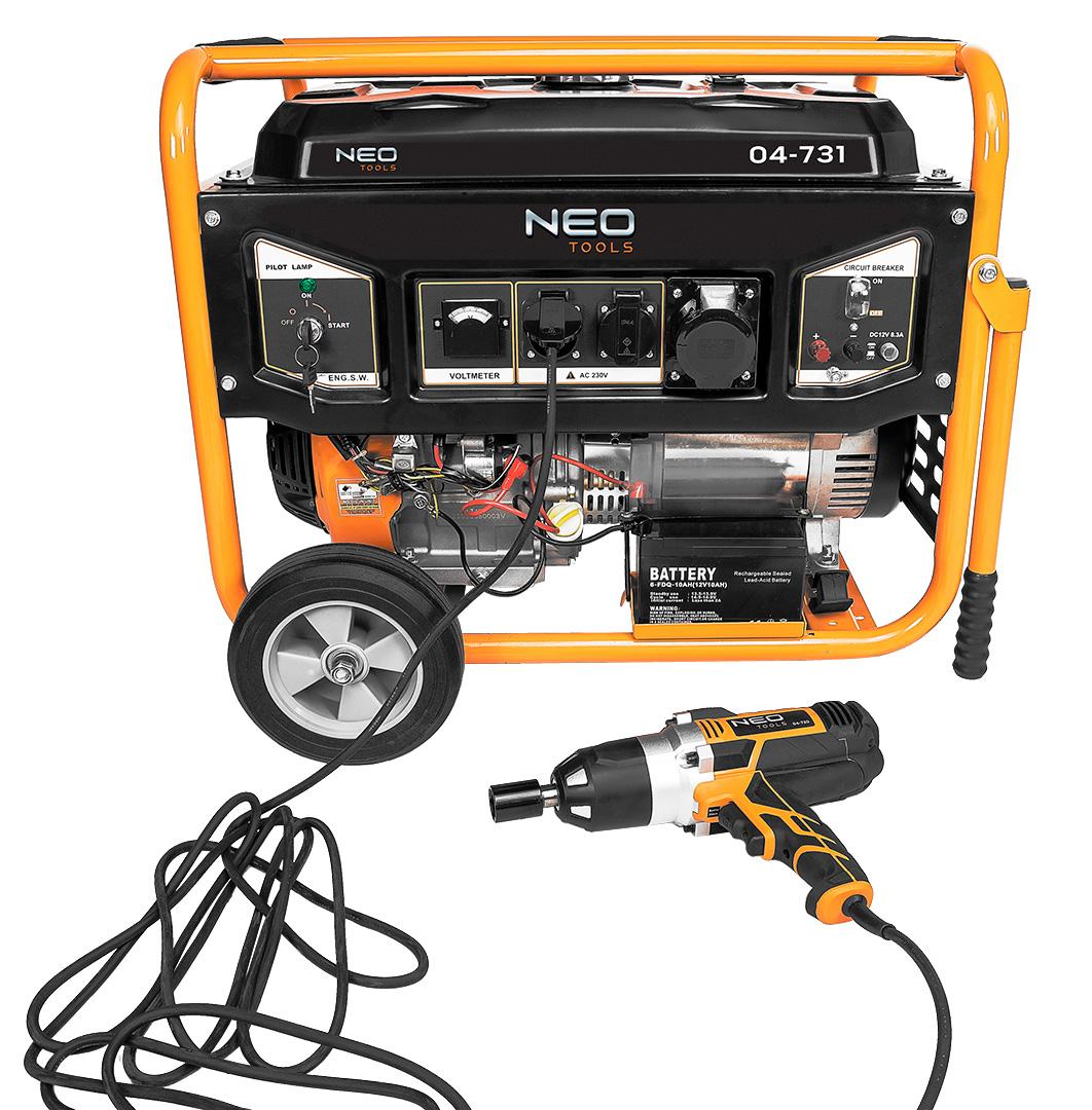 Benzininis elektros generatorius NEO TOOLS 6,0/6,5 kW (04-731)
