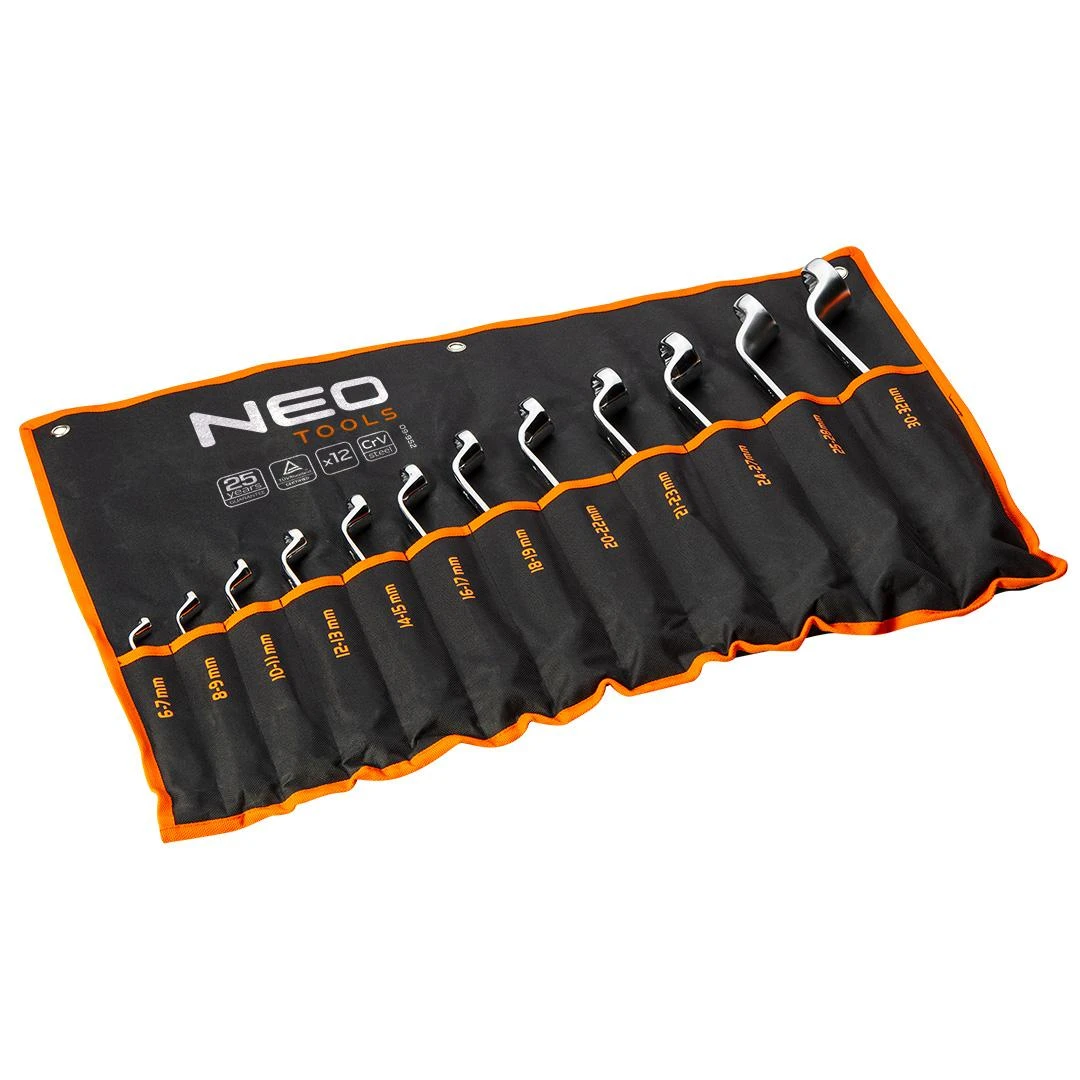 Neo Tools Klucze Raktai su išlenktais žiedais, 6–32 mm, 12 vnt. rinkinys
