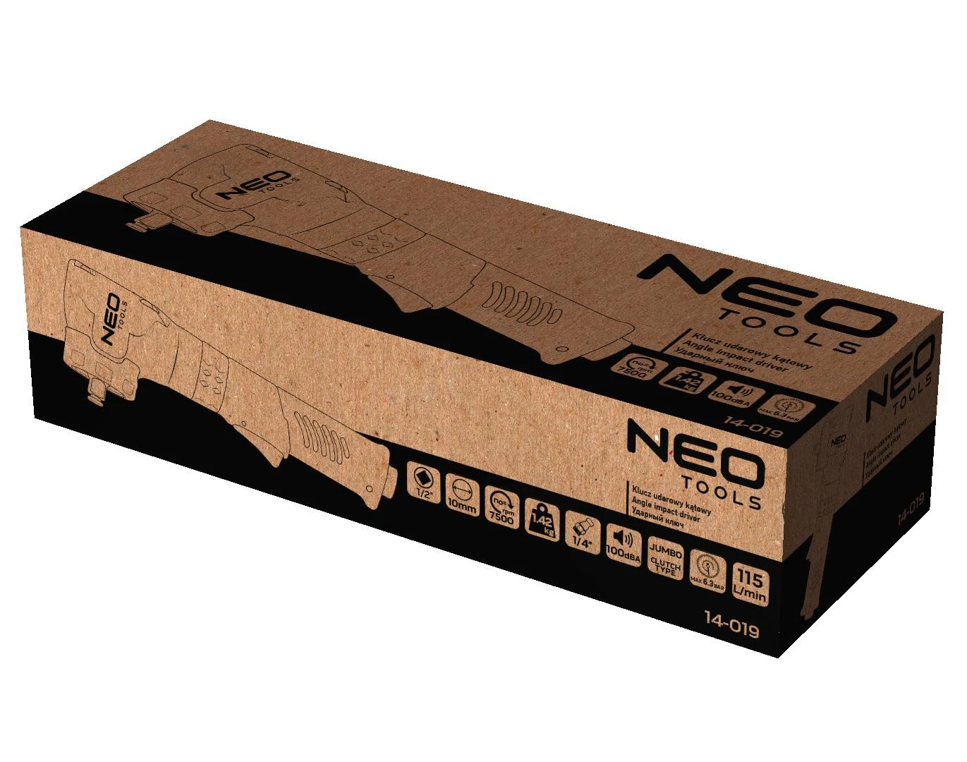Neo Tools Klucz Kampinis smūginis veržliasukis, 1/2", 500 Nm