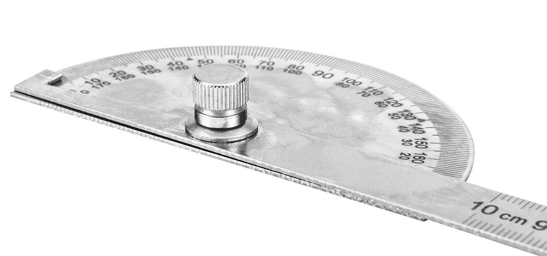 Kątomierz Nerūdijančio plieno matlankis su liniuote, 100 mm