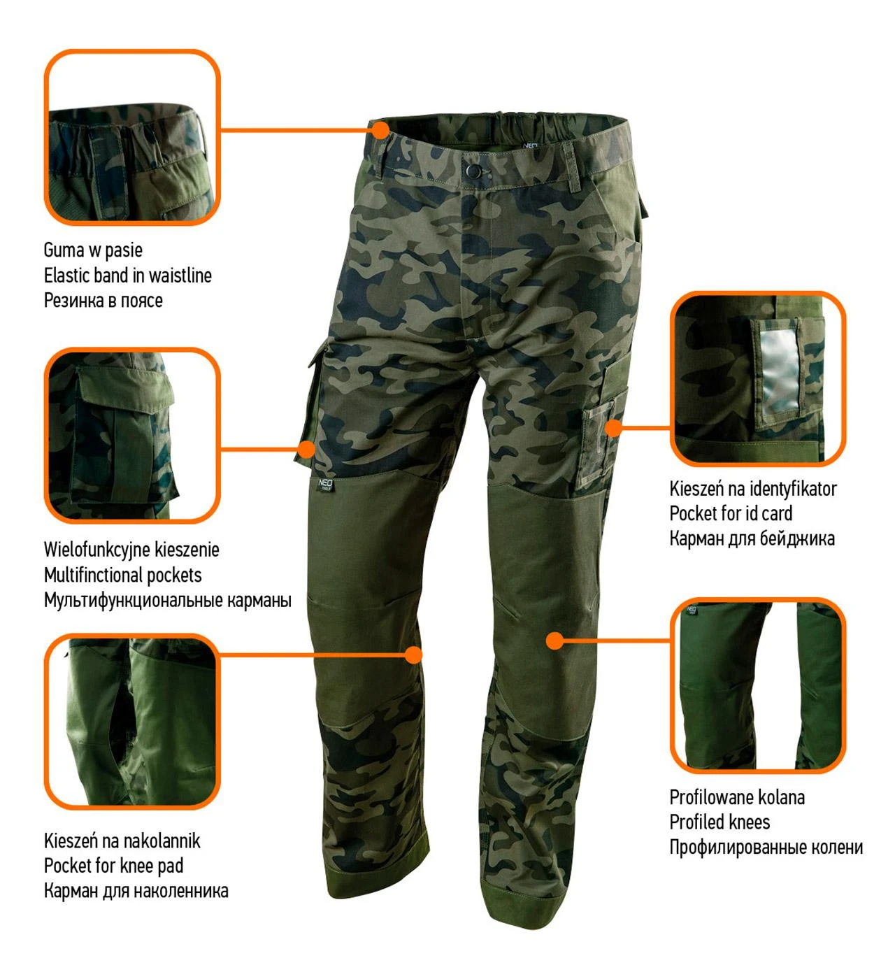 Spodnie Kelnės CAMO darbo kelnės, XL dydis
