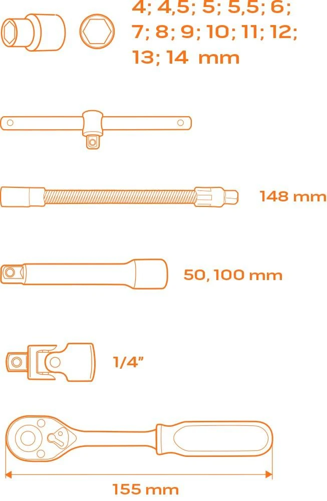 Neo Tools Veržliarakčių rinkinys 19 vnt. Neo (84-237)