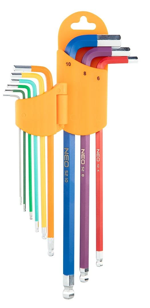 Neo Šešiakampių raktų rinkinys, tipas L 1,5-10mm, su kamuoliuku 9 vnt. (09-512)