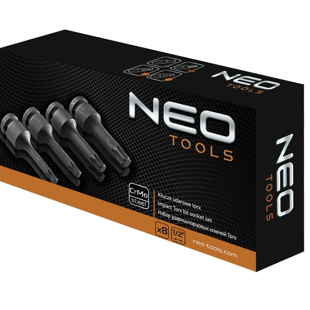 Klucze Torx 1/2" smūginiai veržliarakčiai, 8 vnt. rinkinys
