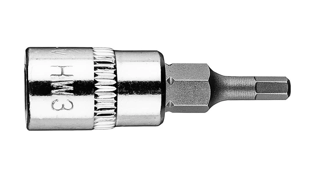 Końcówka H3 šešiakampis antgalis ant 1/4 colio lizdo, trumpas, 37 mm