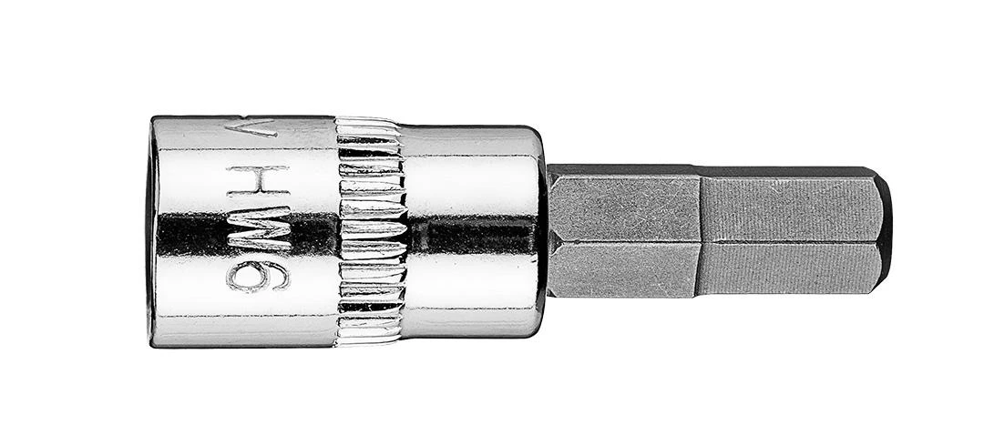 Końcówka H6 šešiakampis antgalis ant 1/4 colio lizdo, trumpas, 37 mm