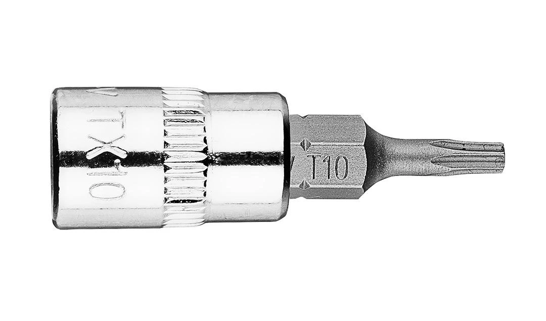 Końcówka Torx TX10 antgalis ant 1/4 colio lizdo, trumpas, 37 mm