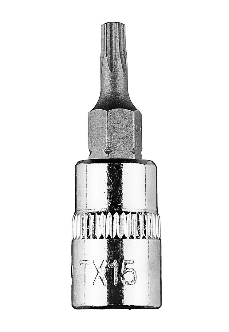 Końcówka Torx TX15 antgalis ant 1/4 colio lizdo, trumpas, 37 mm