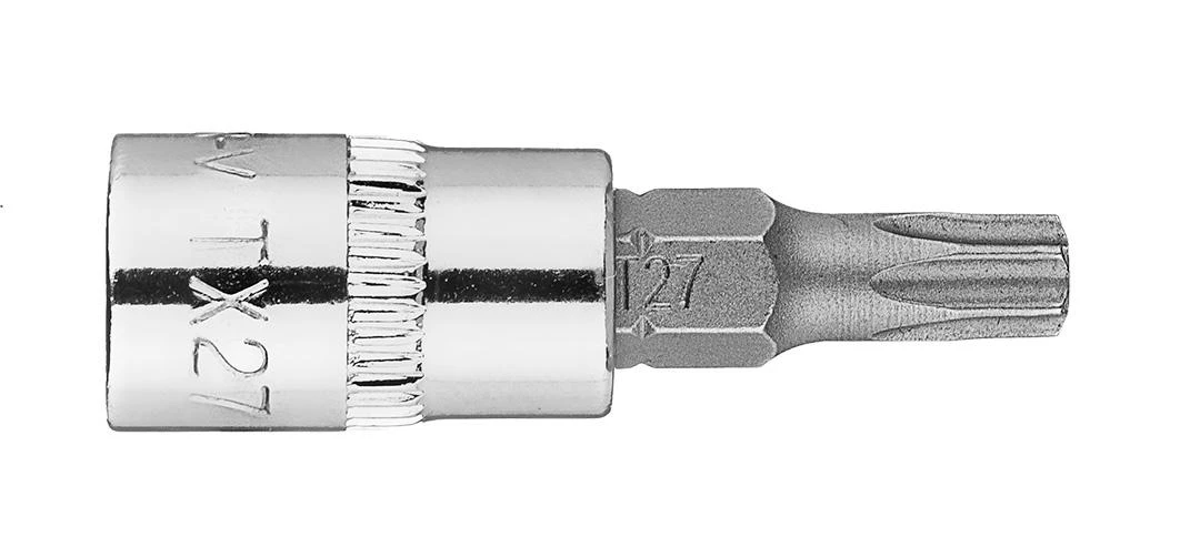 Końcówka Torx TX27 antgalis ant 1/4 colio lizdo, trumpas, 37 mm