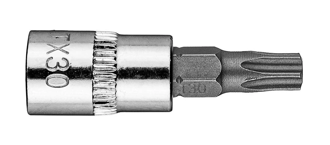 Końcówka Torx TX30 antgalis ant 1/4 colio lizdo, trumpas, 37 mm