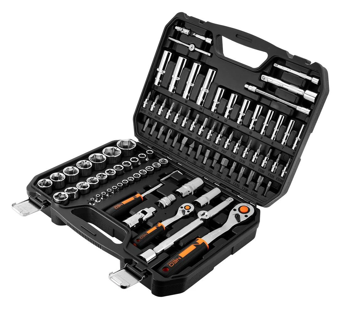 Neo Tools Rinkinys 1/2", 1/4", 94 dalių, CrV, galinių raktų rinkinys