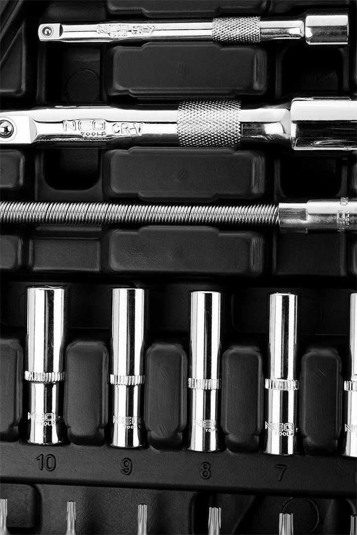 Neo Tools Rinkinys 1/2", 1/4", 94 dalių, CrV, galinių raktų rinkinys