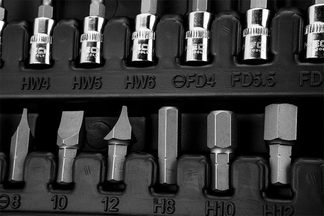 Neo Tools Rinkinys 1/2", 1/4", 94 dalių, CrV, galinių raktų rinkinys