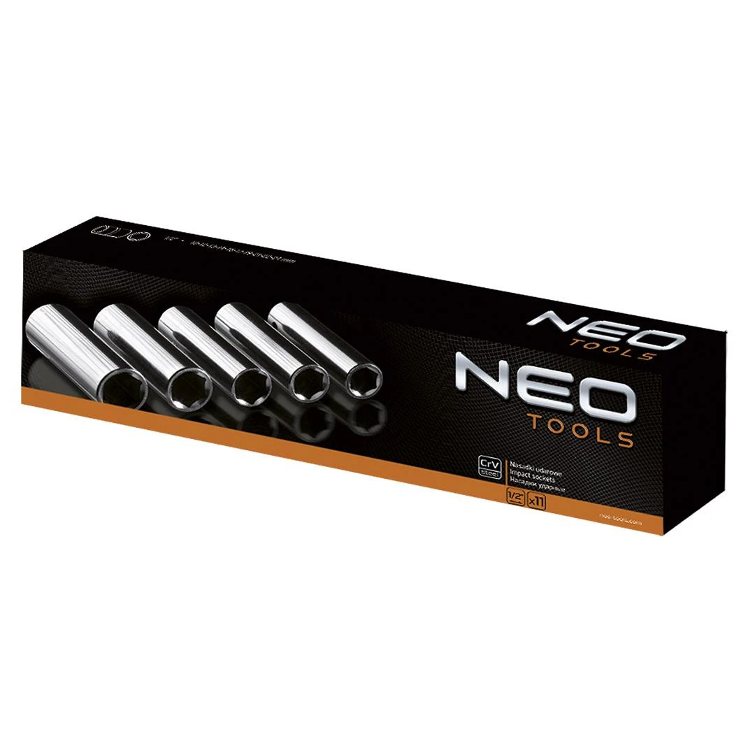 Neo Tools Šešiakampis smūginis lizdas neo 1/2" 10-24mm 11vnt. (12-102)