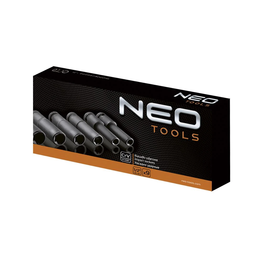 Neo Tools Smūginiai Torx antgaliai, 1/2", 9 dalių rinkinys, E10-E24, CrMo