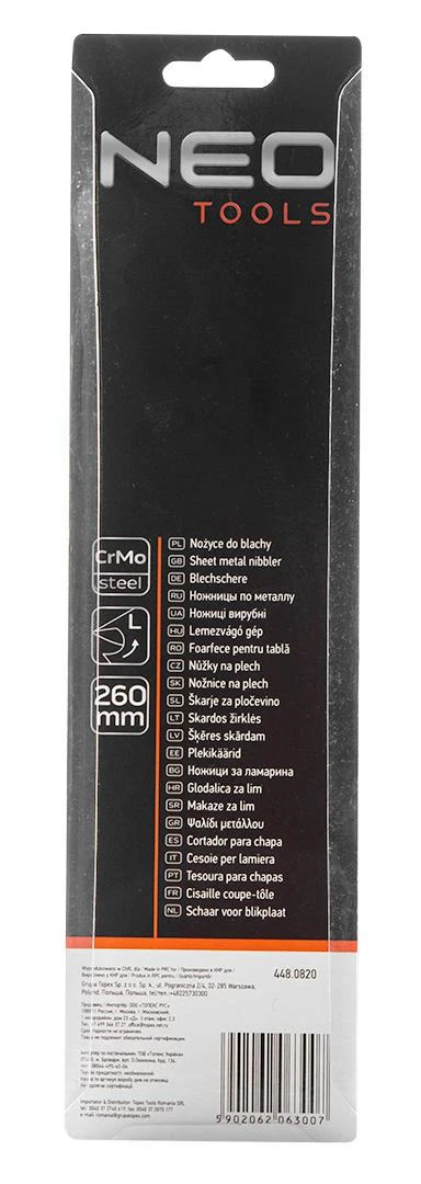 Nożyce Lakštinio metalo žirklės 260 mm, kairės
