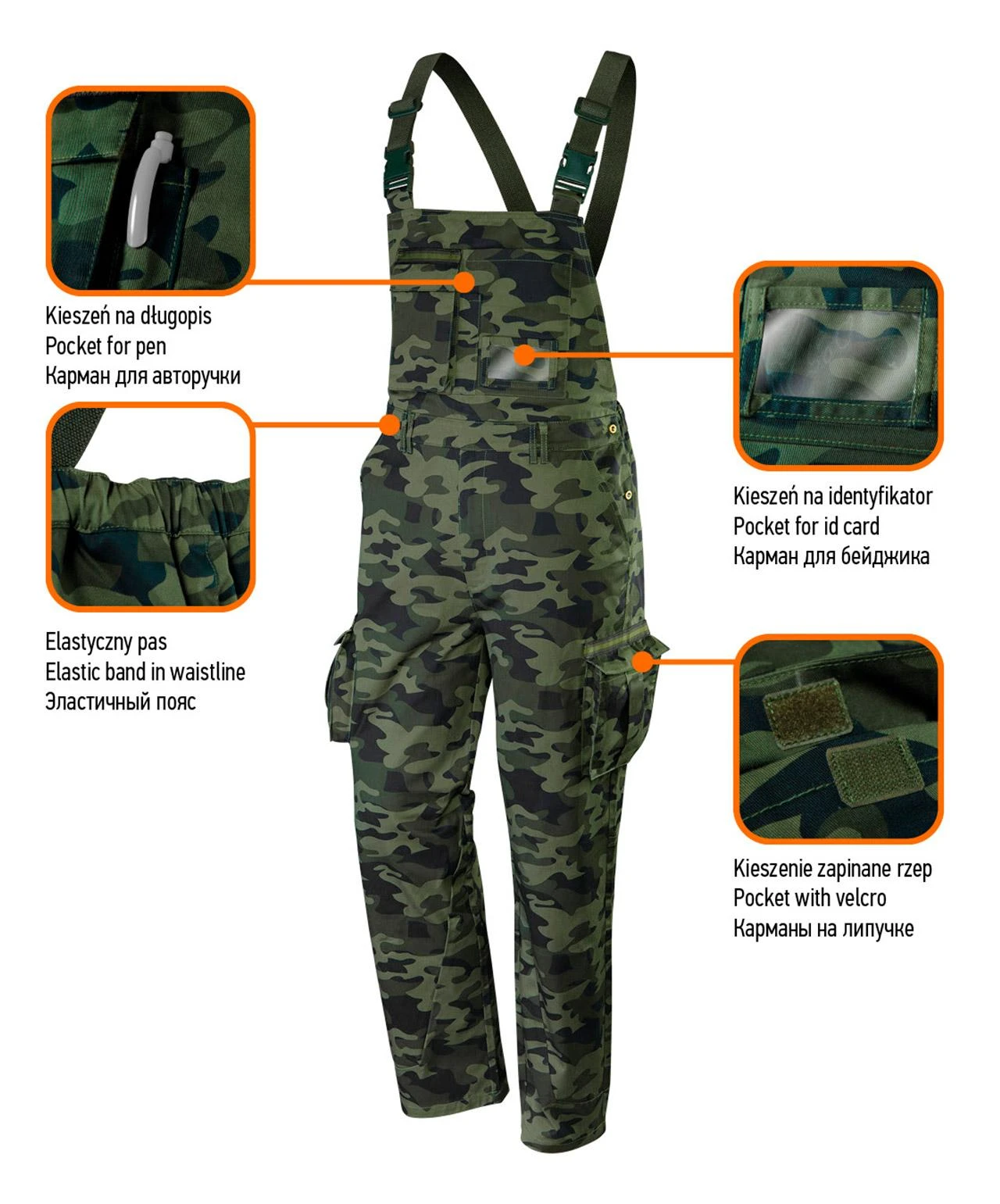 Neo Tools Ogrodniczki CAMO darbo kombinezonai, S dydis