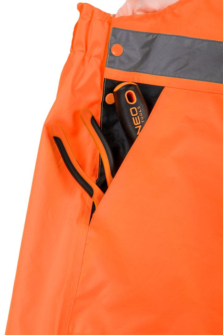 Ogrodniczki Darbiniai kombinezonai, gerai matomi, vandeniui atsparūs, oranžiniai, S dydis