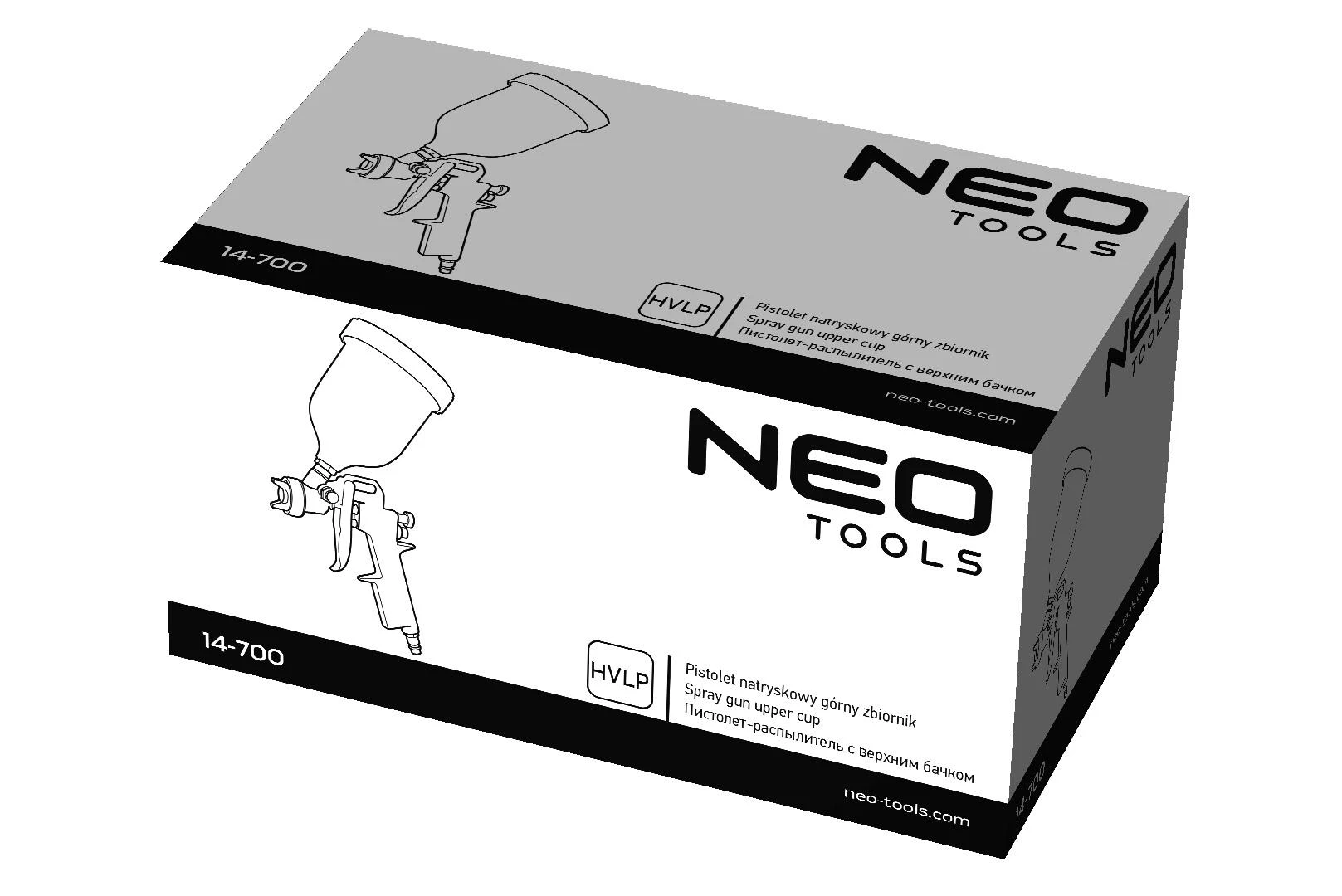 Neo Dažų pistoletas, viršutinis bakas 0,6 l, antgalis 1,4 mm, HVLP