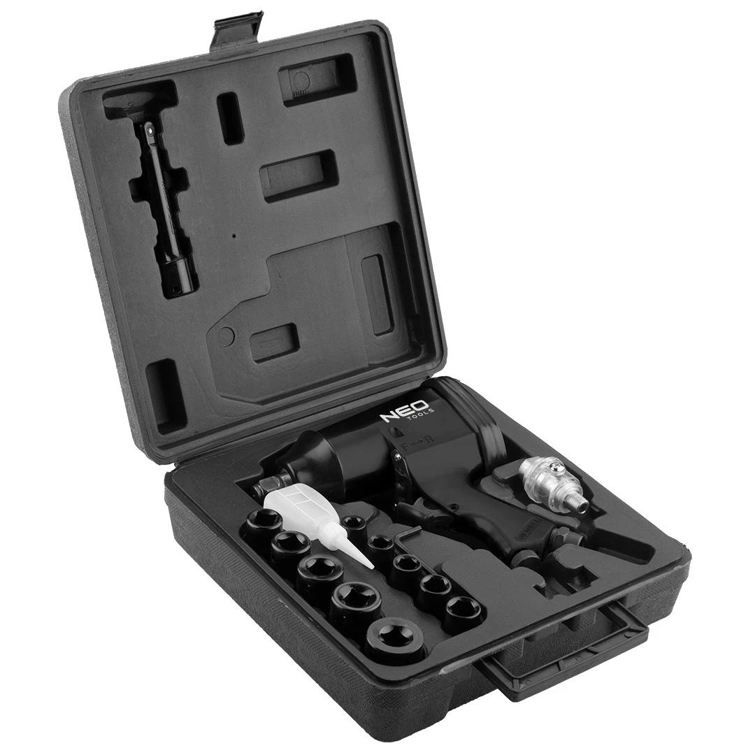 Neo Tools Klucz Pneumatinis smūginis veržliasukis, 1/2", 320 Nm, galvučių rinkinys