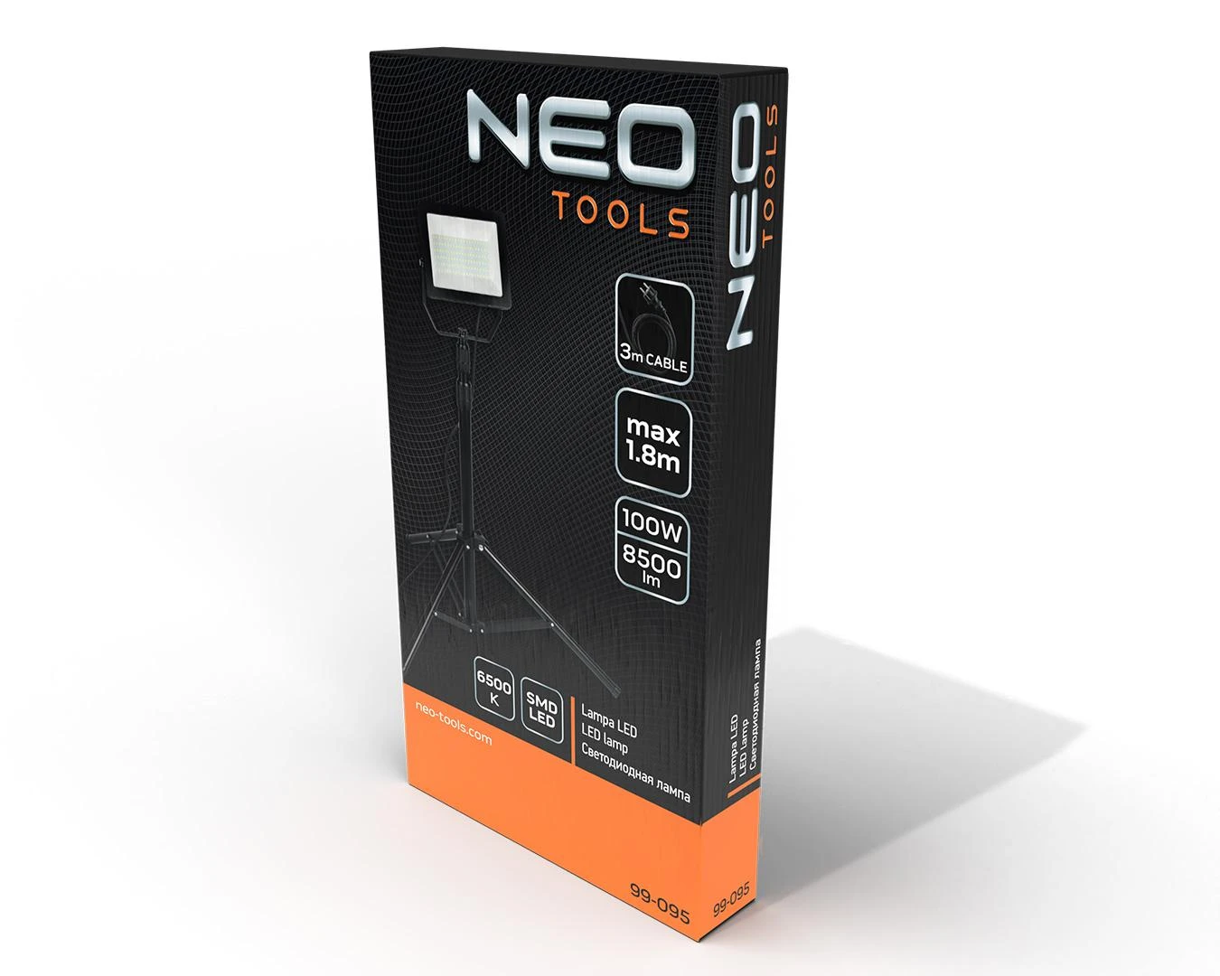 Neo Reflektor Vienas prožektorius 100 W SMD LED 8500 lm ant 1,8 m stovo