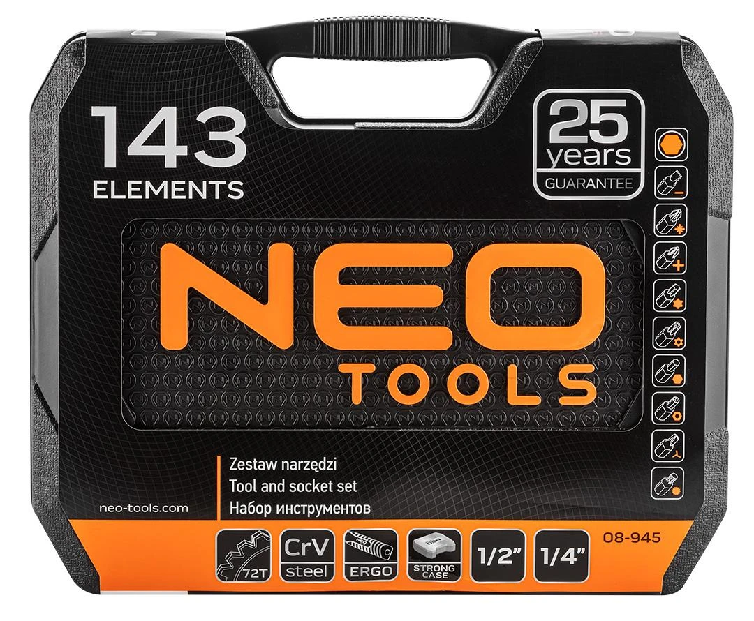 Neo Tools Rinkinys Įrankių rinkinys, 143 dalys