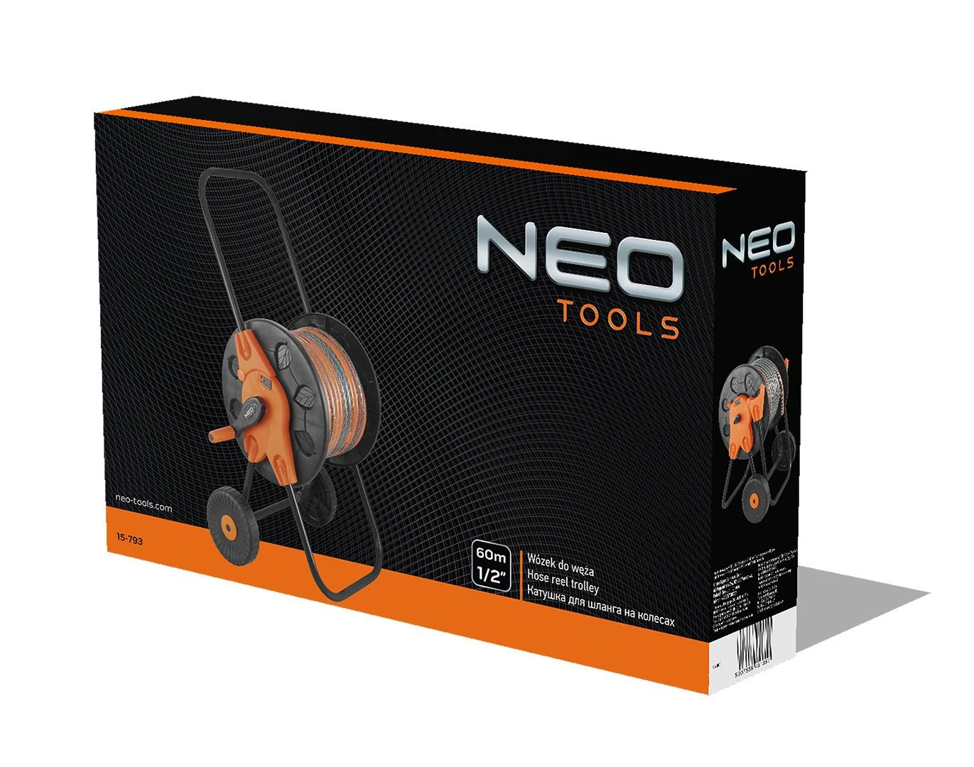 Neo Tools Vežimėlis Sodo žarnos vežimėlis, plastikinis, iki 60 m 1/2 colio žarnos