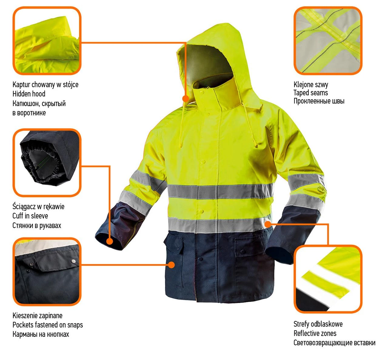 Neo Tools Neo vandeniui atspari darbo striukė, geltona
