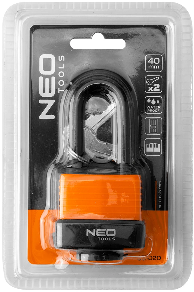 Neo Tools Kłódka długa wodoodporna laminowana osłona gum. 40mm