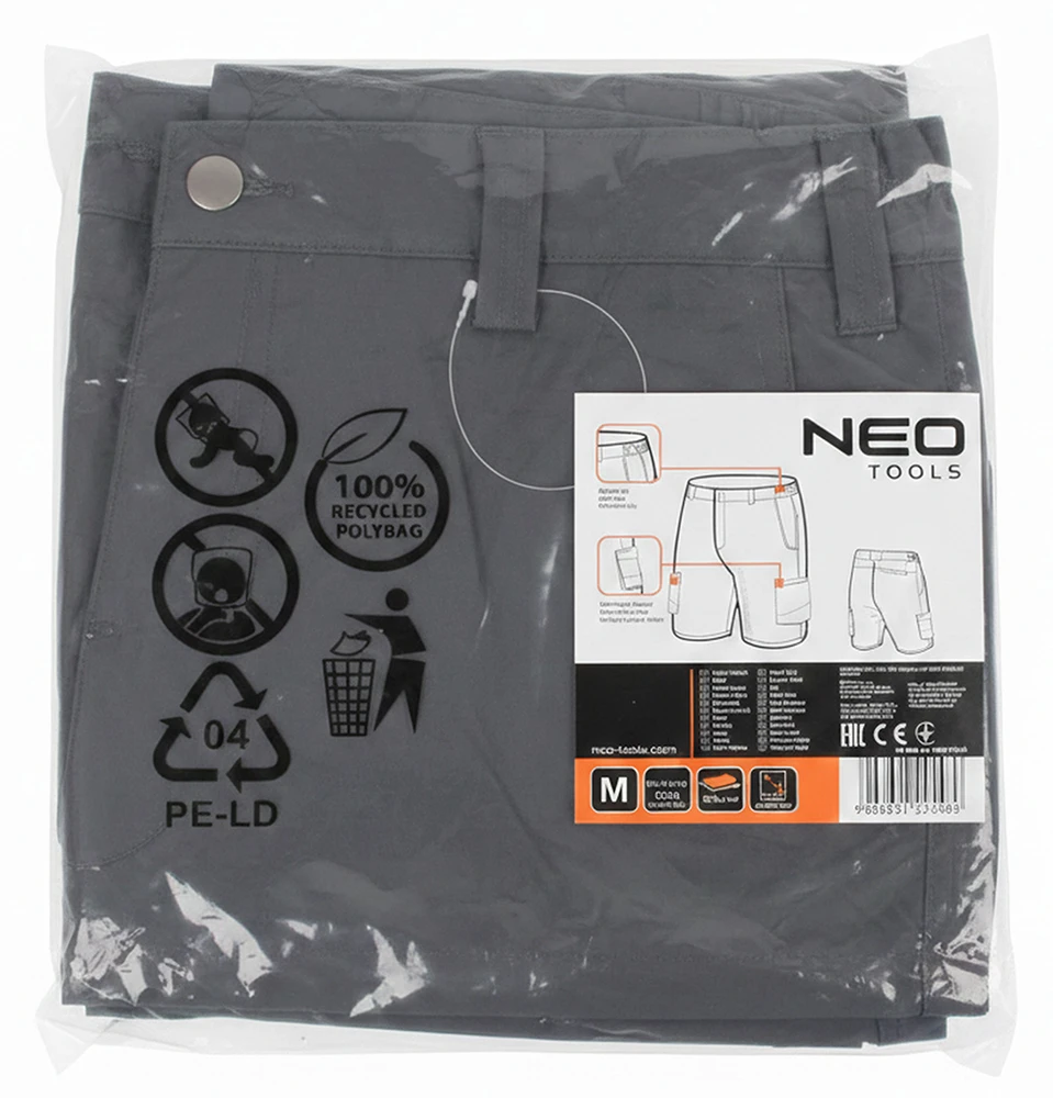 Neo Tools Krótkie spodenki Mix&Match 2way stretch, grafitowe, dydis M