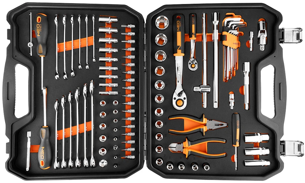 Neo Tools Rinkinys kluczy nasadowych 1/2", 1/4", 95 vnt., CrV, pianka EVA